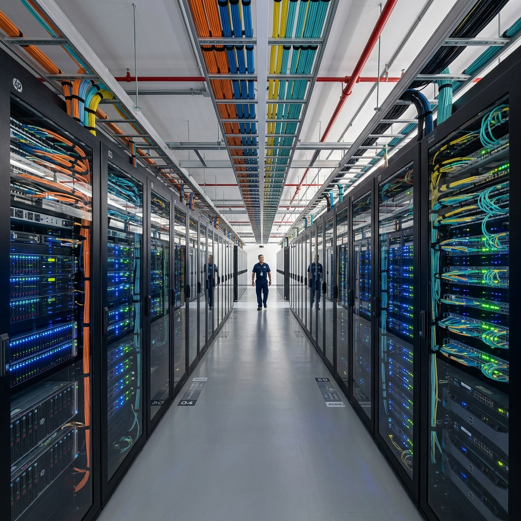 State-of-the-art Telecommunications Data Center Corridor